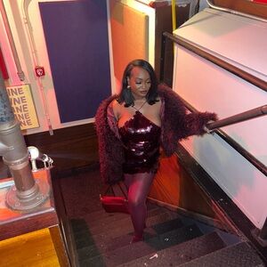 Burgundy Sequin Two Piece Set